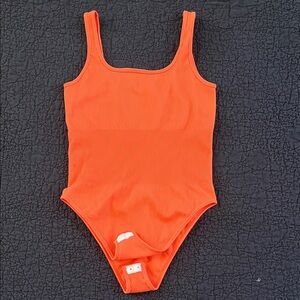 Vibrant melon Ribbed Bodysuit